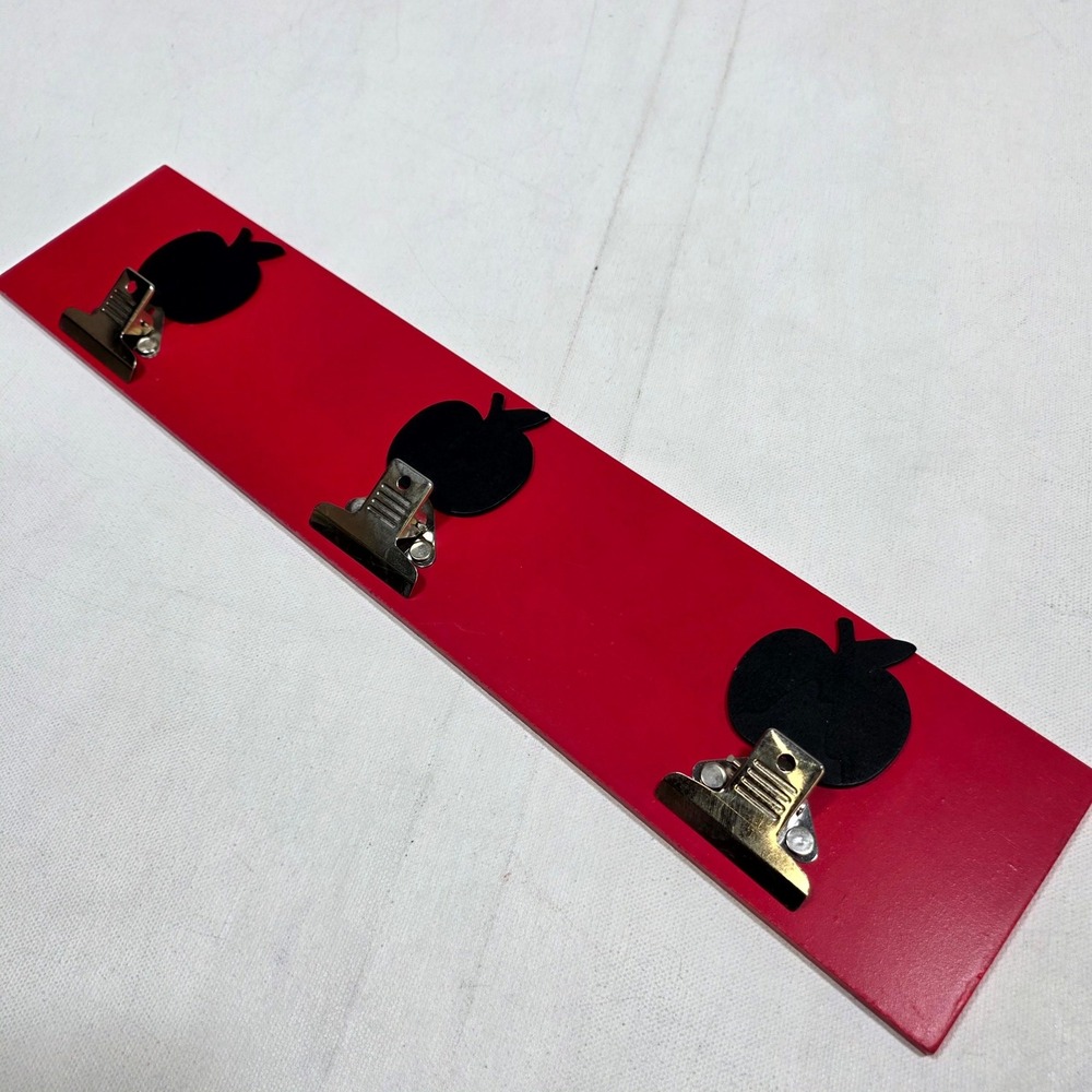 Horizon Group USA Apple Wall Clip Board Red Wood Photo Memo Display 18x4 Decor